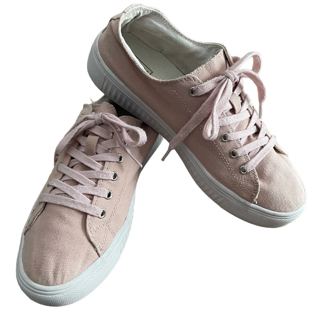 Blush Pink Canvas Lace-Up Sneakers